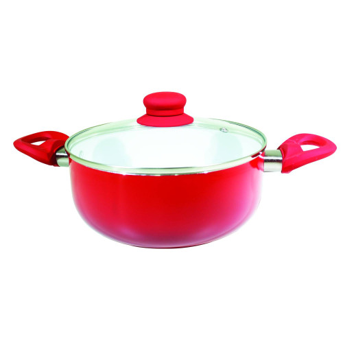 Cacarola de Ceramica com Tampa de Vidro nº 20 Vermelho [Catuaí 33274]