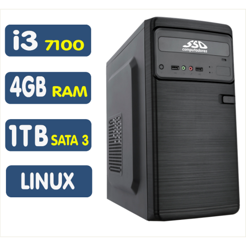 Computador SSD Intel Core i3-7100, 4GB, HD 1TB, Linux, DVD-RW [LP1007]