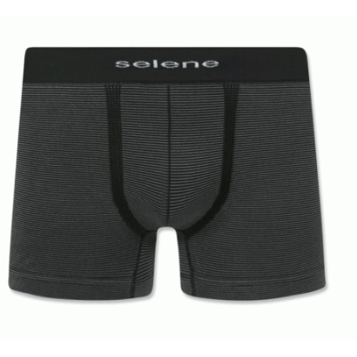 Cueca Selene Boxer Listrada Sem Costura, Chumbo, 11071