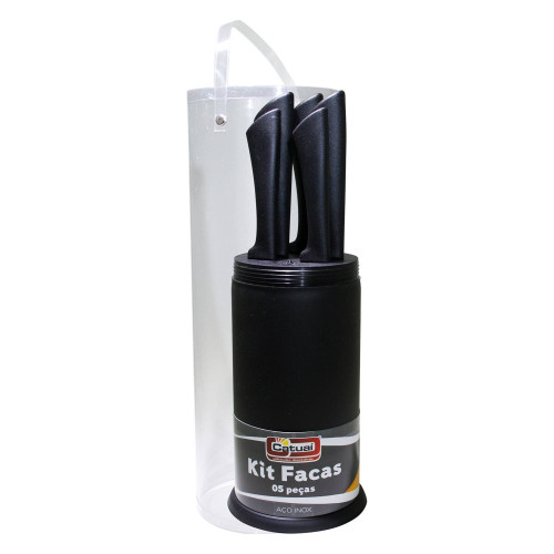 <p
align='center'>Conjunto  de Facas 5 Peças Preto + Tubo [Catuaí 33316]</p>