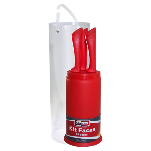 <p
align='center'>Conjunto  de Facas 5 Peças Vermelho + Tubo [Catuaí 33318]</p>